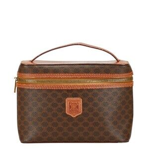 Celine Macadam Vanity Bag Brown Leather